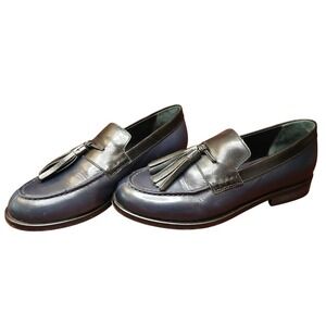 G.H.BASS Layla Weejuns Loafers in Leather, Blue & Black, Men Size 7.5 EU38 #1145